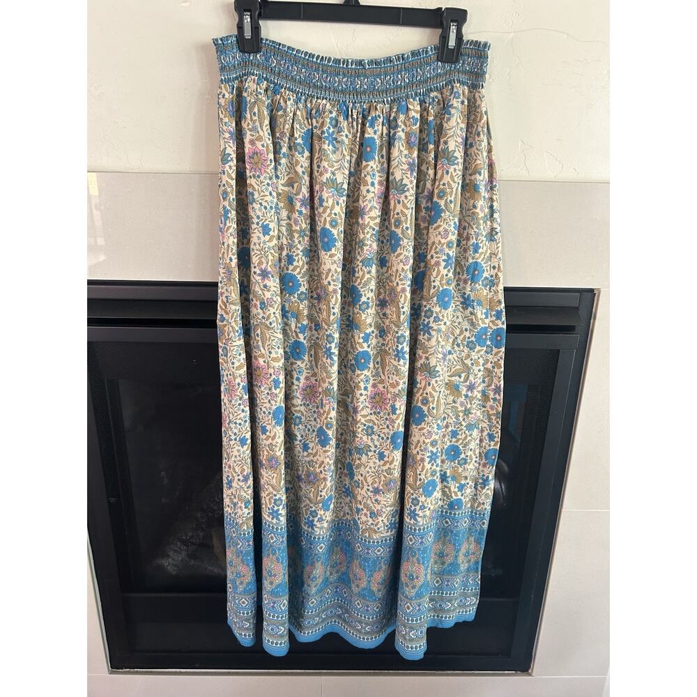 Natural Life Maxi Skirt Womens Sz Large Floral Long Cottage Boho Artsy Smocked - Picture 2 of 11